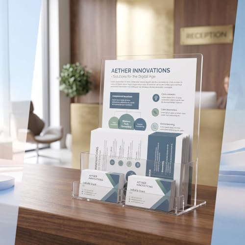 Marspark 6 Pcs Acrylic Brochure Holders with Business Card Holder - Image 6