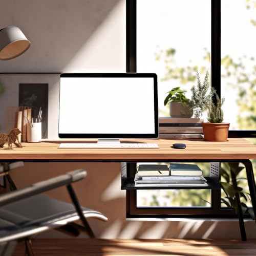Under Desk Computer Mount for Small Form Factor SFF Computers and Pcs, Using Space 16.7" x H 4.75" x D 12" Mount Shelf Organizer for Office Home Workstation Gaming Stand up Desk - Image 3