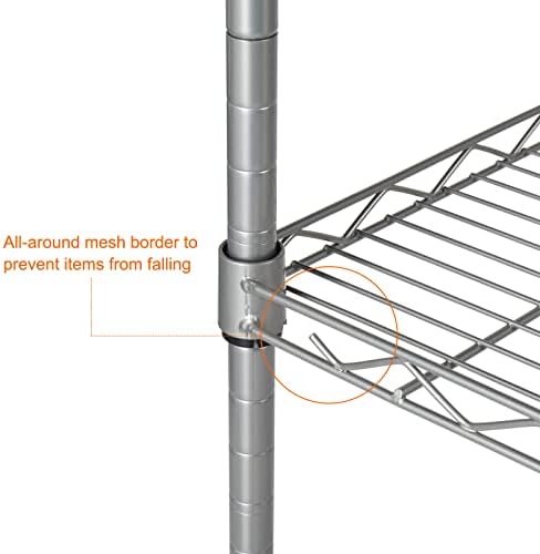 4 Tier Storage Racks Shelving, Heavy Steel Pantry Shelves, Adjustable Wire Shelving Rack, Suitable for Garage, Kitchen, Bathroom, Office, 14" W x 10" D x 31" H, Chrome - Image 5