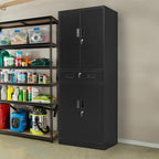 CJF 71" H Tall Metal Storage Cabinet with Drawer, Locking Garage Cabinet with 2 Adjustable Shelves, Heavy-Duty Tool File Storage Cabinets for Home Office, Kitchen, Warehouse, Shop (Black) - Image 6