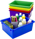 Storex Letter Size Deep Storage Tray – Organizer Bin for Classroom, Office and Home, Assorted Colors, 5-Pack (62530A05C), 10 x 13 x 5 Inches by Storex