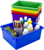 Storex Letter Size Deep Storage Tray – Organizer Bin for Classroom, Office and Home, Assorted Colors, 5-Pack (62530A05C), 10 x 13 x 5 Inches by Storex