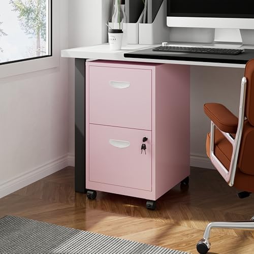 Polup 2 Drawer Rolling File Cabinet with Lock for Home Office - Image 2