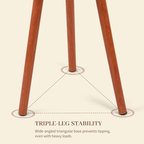 Wooden Coat Rack Freestanding with Round Table & 8 Hooks, Coat Tree Organizer for Clothes, Hats, Bags, Easy Assembly Space-Saving Coat Rack Stand for Home, Office, Walnut - Image 5