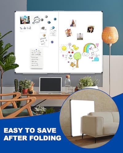 XBoard Magnetic Dry Erase Board 48 x 36 Inch, 4' x 3' Foldable White Board for Wall with Marker Tray, Silver Aluminum Frame Folding Message Presentation Board - Image 6