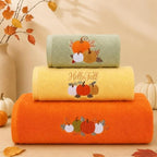 Peryiter 3 Pcs Fall Pumpkin Hand Towels Set in Orange Yellow Green by Peryiter