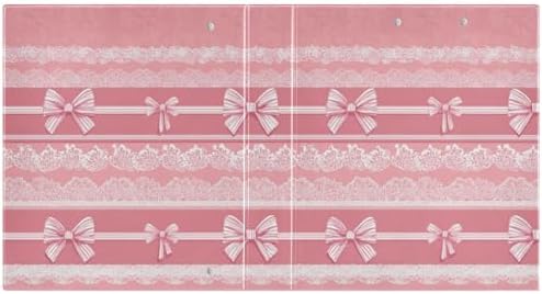 Pink White Bow Stripes Round Ring Binders 1.5 Inch 3 Ring Binder with Clipboard Holds 200 Sheets Office Home School - Image 3