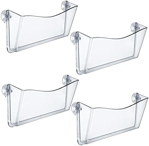 Azar Displays 250055 Clear Plastic Wall Mount File Holder with Suction Cups, 4-Pack by AzarDisplays