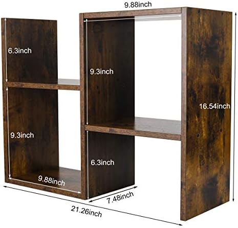 PAG-Mass Desktop Bookshelf Freestanding Wooden Countertop Bookcase Accessories Organizer Display Rack Dorm Desk Storage Shelf - Image 3