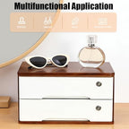 Desktop Storage Box,Desk Organizer Drawer,Desktop Organizer,Small Things Holder Drawers,Kitchen Tea Bag Organization with Lockable Drawers for Office School Bedroom (2Tiers,Walnut & White) - Image 6