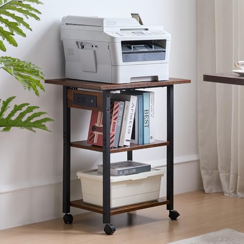Lerliuo 3-Tier Printer Stand with Charging Station, Rolling Printer Table - Image 3