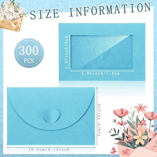 Uiifan 300 Pcs Window Gift Card Envelopes 4x2.8 Inch,Lake Blue - Image 2