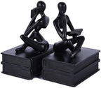 Reading Figurine Book Ends Book Lovers Gifts for Bookshelf Decorations for Readers, Graduates, Students, Teachers, Sculpture Home Decor for Shelves Desk Office Living Room (Black) - Image 5