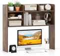 Desk Hutch, 37" Desktop Bookshelf with 6 Shelves, Wooden Desktop Organizer Display Rack with Adjustable Shelf, 3 Tier Desk Topper for College Dorm, Hutch Top Only by SILKYDRY