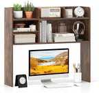Desk Hutch, 37" Desktop Bookshelf with 6 Shelves, Wooden Desktop Organizer Display Rack with Adjustable Shelf, 3 Tier Desk Topper for College Dorm, Hutch Top Only by SILKYDRY
