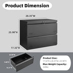 Approgreent 2 Drawer File Cabinet, File Cabinets for Home Office, Printer Stand, File Cabinet with Lock, Lateral Filing Cabinet for A4/Letter/Legal Size File Folders, Assembly Required(Black) - Image 3