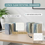 2 Pcs Rotating Acrylic Book Organizer, 360° Spinning 6 Compartments Desktop Magazine File Holder, Vertical Storage for Books, Binders, Notebooks & Magazines, Clear Desk Organizer for Home Office - Image 3