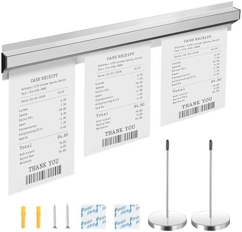 48 Inch Aluminum Ticket Holder Rail with 2 Receipt Stabbers for Restaurant, Kitchen, Bar by Unknown