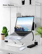 Aoviho Adjustable Laptop Stand for Desk,Portable Laptop Stand Holder and Riser,Foldable Aluminum Notebook Computer Stands for MacBook Air Pro HP Lenovo Dell Samsung, 10-15.6 inch (Sky Blue-Silver) - Image 2