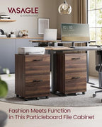VASAGLE 2-Drawer File Cabinet, Small Rolling Filing Cabinet - Image 3