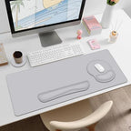4 PCS Mouse Pad Desk Mat Protector, Keyboard Wrist Rest + Comfortable Mouse Pad with Wrist Rest +Coaster, Large Gaming Mousepad for Computer Laptop, 35.4"X 15.7" Deskpad for Office Home I Light Gray - Image 3