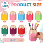 24 Pcs Pencil Shaped Pen Holders Plastic Pencil Holder Desktop Pen Cups Colorful Pencil Storage Organizer Cute Penci-l Pot Makeup Brush Container for Desk School Office Home Table Decoration - Image 2
