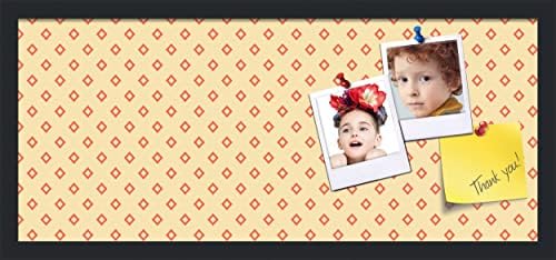 PinPix 28x12 inch Cork Bulletin Board. This Decorative Framed Pin Board Comes with Diamonds in Red and Yellow Design and Satin Black. Ideal for Home, Office Decor or School (PinPix-333) by PinPixBulletinBoards