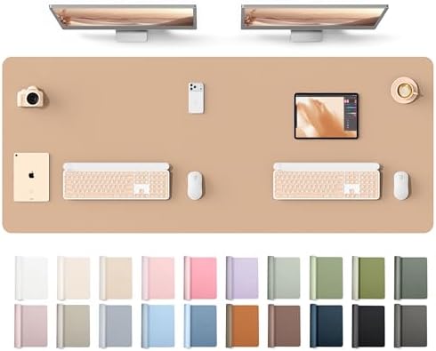 YSAGi Leather Desk Protector, Office Mat, Large Mouse Mat, Non-Slip PU Leather Blotter, Laptop Desk Mat, Waterproof Writing Pad for Office and Home(Latte, 63" x 24") by YSAGi