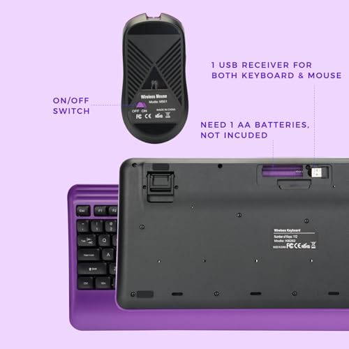 KOPJIPPOM Silent Wireless Keyboard and Mouse Combo - Keyboard with Large Print Cover, 2.4GHz Full-Sized Ergonomic Keyboard with Wrist Rest and Mouse for Laptop, PC, Notebook, Desktop - Image 6