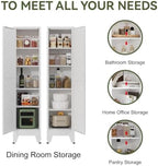 COFaR Tall Bathroom Storage Cabinet, Metal Farmhouse Narrow Slim Cabinet with Adjustable Shelves Barn Door for Bathrooms, Kitchens, Entrances Living Room (White) - Image 5