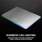 ENHANCE Metal LED Gaming Mouse Pad - Metal Mouse Pad with Large Aluminum Alloy Surface, Multi-Color Transparent Edges, Non-Slip Rubber Grip, & Sleek Precision Tracking for Esports - Silver - Image 2