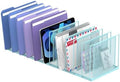 File Organizer for Desk, 11-Section Vertical File Sorter, Paper Holder Organizer Standing Metal File Folder for Office Home Classroom, Blue by JMHUD