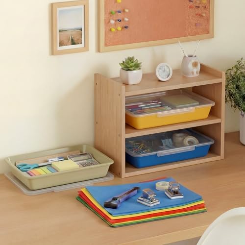 Tinlade 12 Pcs Classroom Paper Storage Bins with Lids, Morandi, 13x10in - Image 6