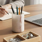 Radicaln Marble Pen Holder for Desk 4" - Pencil Holder & Makeup Brushes Cup - Image 2