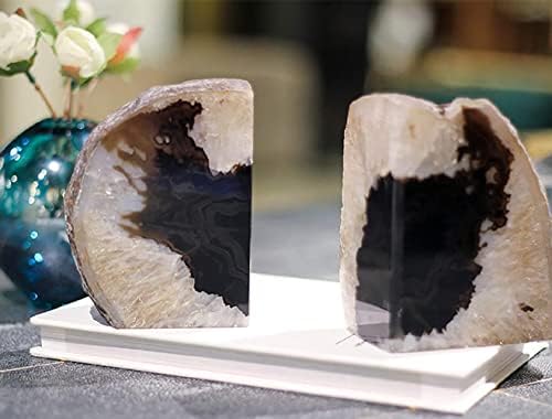Agate Rock Bookend Heavy Duty Healing Crystal Stone Book Holders Decorative - Image 2