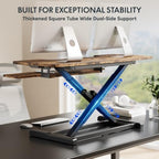 FLEXISPOT 40" Electric Standing Desk Converter, Motorized Sit to Stand Desk Riser, Height Adjustable Desktop Dual Monitor Workstation with Large Keyboard Tray, Rustic Color - Image 6