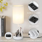 Dreamholder Table Lamp with 3 USB Charging Ports, Modern Desk Lamp with AC Outlet and Phone Stands, Perfect Bedside Lamp for Bedroom, Living Room, Office (Pack of 2), White - Image 2