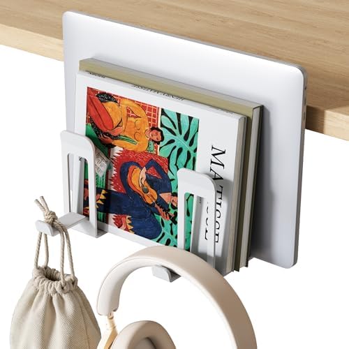 PEGZONE Laptop Stand Vertical, 2-Slot Under Desk Laptop Holder, White by Pegzone