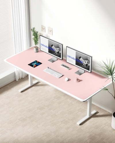 YSAGi Leather Desk Protector, Office Mat, Large Mouse Mat, Non-Slip PU Leather Blotter, Laptop Desk Mat, Waterproof Writing Pad for Office and Home(Light Pink, 63" x 24") - Image 2