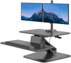 Mount-It! Standing Desk Converter, Stand Up Desk Riser with Dual Monitor Mount, Adjustable Workstation in Black, Top Platform 23" Wide, Keyboard Mouse Tray 27" Wide, Raises 5" to 17" Tall by Mount-It