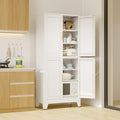 75" Tall Kitchen Pantry Cabinet, White Metal Pantry Storage by RISTERN