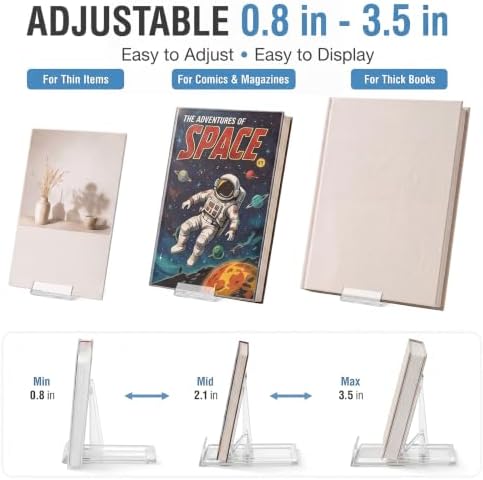 Hushee 10 Pack 5.91 inch Acrylic Book Stand for Display Adjustable - Image 4