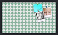 PinPix 24x14 inch Cork Bulletin Board. This Decorative Framed Pin Board Comes with Diamond Pattern in Green and White Design and Satin Black. Ideal for Home, Office Decor or School (PinPix-330) by PinPixBulletinBoards