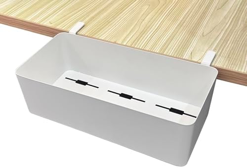 Desk Side Storage Hold Up To 11lbls Hanging Side Of Desk Organizer Clamp On Table Edge To Store Office Accessories, Gaming Devices, Cups For Office, Living Room, Dinning Room (White) by DYNAIZER