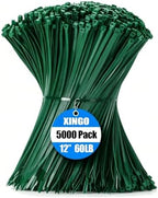 XINGO 5000 PCS Garden Green Zip Ties 12 Inch, 60 LBS Tensile Strength, Self-Locking Nylon Plastic Nylon PA66 Wire Ties for Indoor and Outdoor Use by XINGO