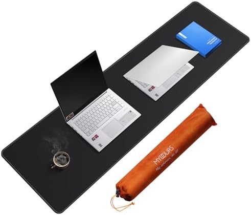 Mydours 59" x 15.7" Oversized PU Leather Desk Mat, Gaming Mouse Pad, Black by Mydours