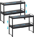 4 Pack Kitchen Cabinet Shelves Organizers, Kitchen Counter Storage Shelf Spice Rack, Expandable Length, Adjustable Height, Stackable, Sturdy 30LBS Bearing, Small Cupboard Tabletop Organizer Shelf Rack by X-cosrack