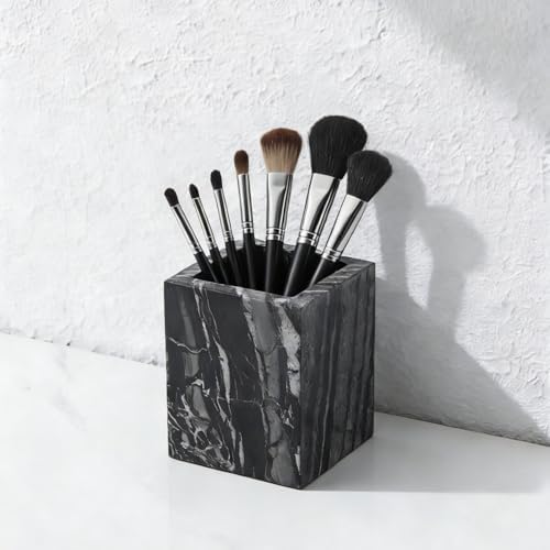 Natural Marble Toothbrush Holder: Pen Holder - Makeup Brush Holder - Marble Organizer for Vanity- Cup for Bathroom - Office & Home Utensil Holder - Desk Organizer - Dark Gray by Unknown