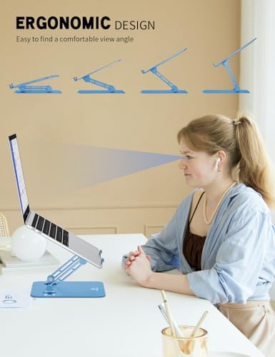 Z-Shaped Laptop Stand for Desk Fits 10"-16" Notebook, Dark Blue - Image 2