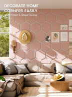 Fluxynara 12-Pack Hexagon Felt Bulletin Board Tiles, Pink-1 - Image 4